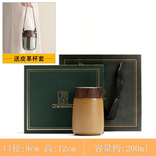 Load image into Gallery viewer, Mini Vacuum Flask With Wooden Lid & Leather Cup Holder