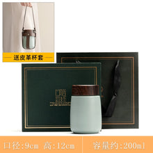 Load image into Gallery viewer, Mini Vacuum Flask With Wooden Lid &amp; Leather Cup Holder
