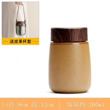 Load image into Gallery viewer, Mini Vacuum Flask With Wooden Lid &amp; Leather Cup Holder
